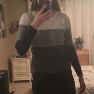 Gray Wide Striped Sweater